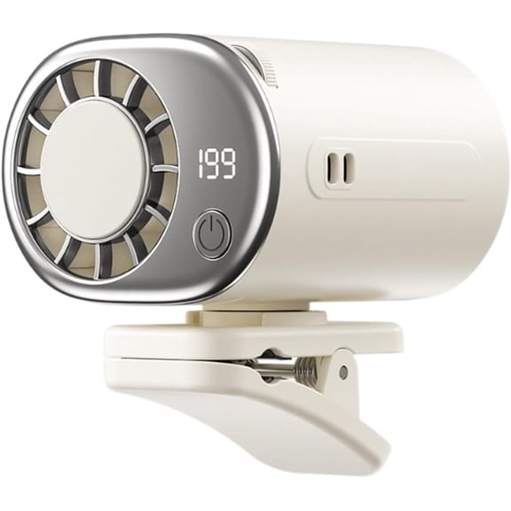 2026 Car Clip On Air Conditioner Fan with LED Display - 360° Rotation, 199 Speeds Adjustable, USB Rechargeable Personal Cooling Fan, 16℃ Semi-Cooling Wide Clamp 2000mAh Battery (White)