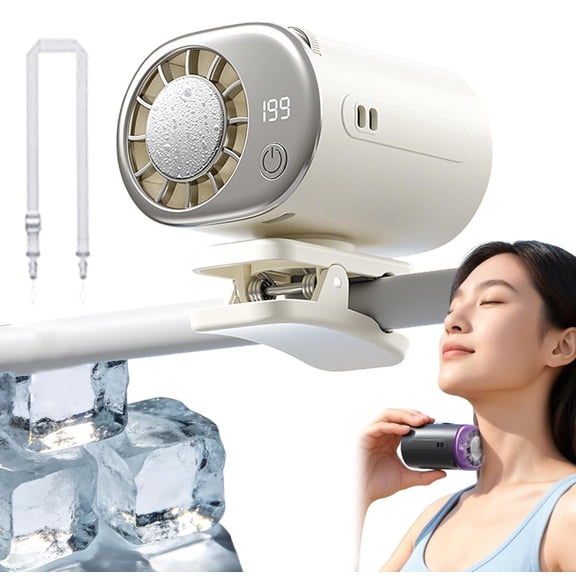 2026 Car Clip On Air Conditioner Fan with LED Display - 360 Rotation, 199 Speeds Adjustable, USB Rechargeable Personal Cooling Fan, 16 Semi-Cooling Wide Clamp 2000mAh Battery (Q)