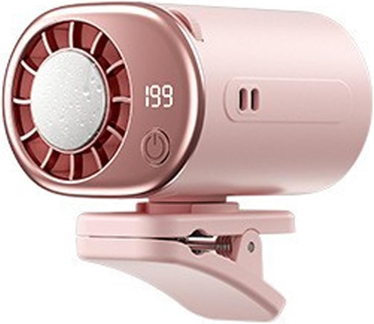 2026 Car Clip On Air Conditioner Fan with LED Display - 360° Rotation, 199 Speeds Adjustable, USB Rechargeable Personal Cooling Fan, 16℃ Semi-Cooling Wide Clamp 2000mAh Battery (Pink)