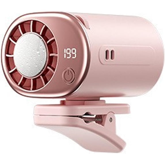 2026 Car Clip On Air Conditioner Fan with LED Display - 360° Rotation, 199 Speeds Adjustable, USB Rechargeable Personal Cooling Fan, 16℃ Semi-Cooling Wide Clamp 2000mAh Battery (Pink)