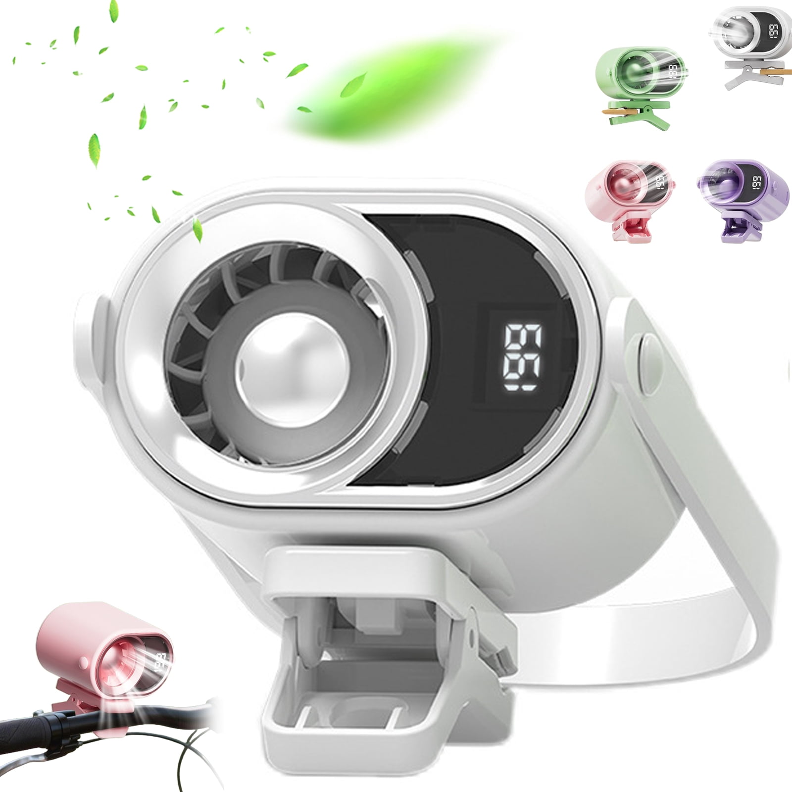 2026 Car Clip on Air Conditioner Fan with LED Display, 360° Rotation, 199 Speeds Adjustable, USB Rechargeable Portable Mini Cooling Fan, for Auto Vehicle Travel Office