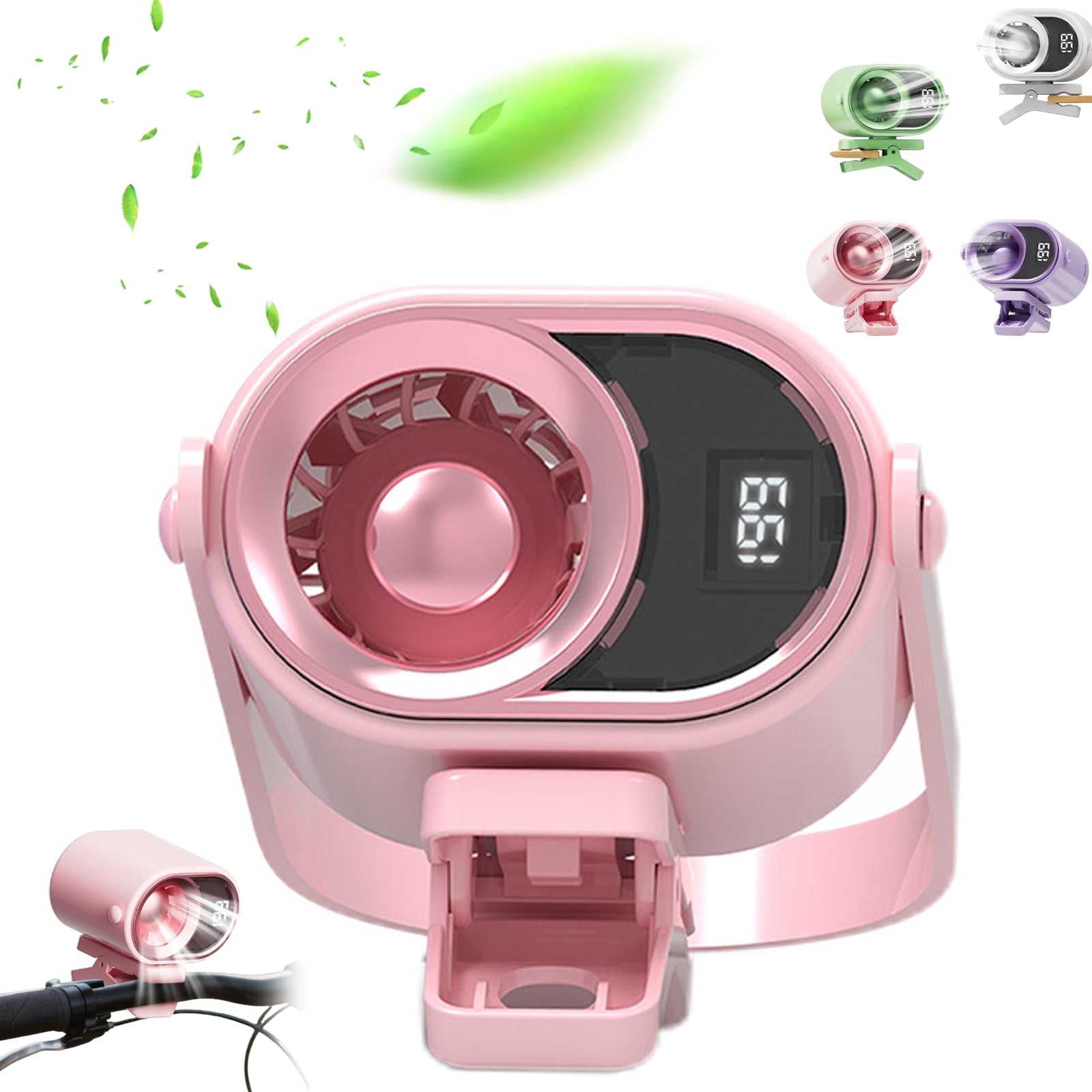 2026 Car Clip on Air Conditioner Fan with LED Display, 360° Rotation, 199 Speeds Adjustable, USB Rechargeable Portable Mini Cooling Fan, for Auto Vehicle Travel Office