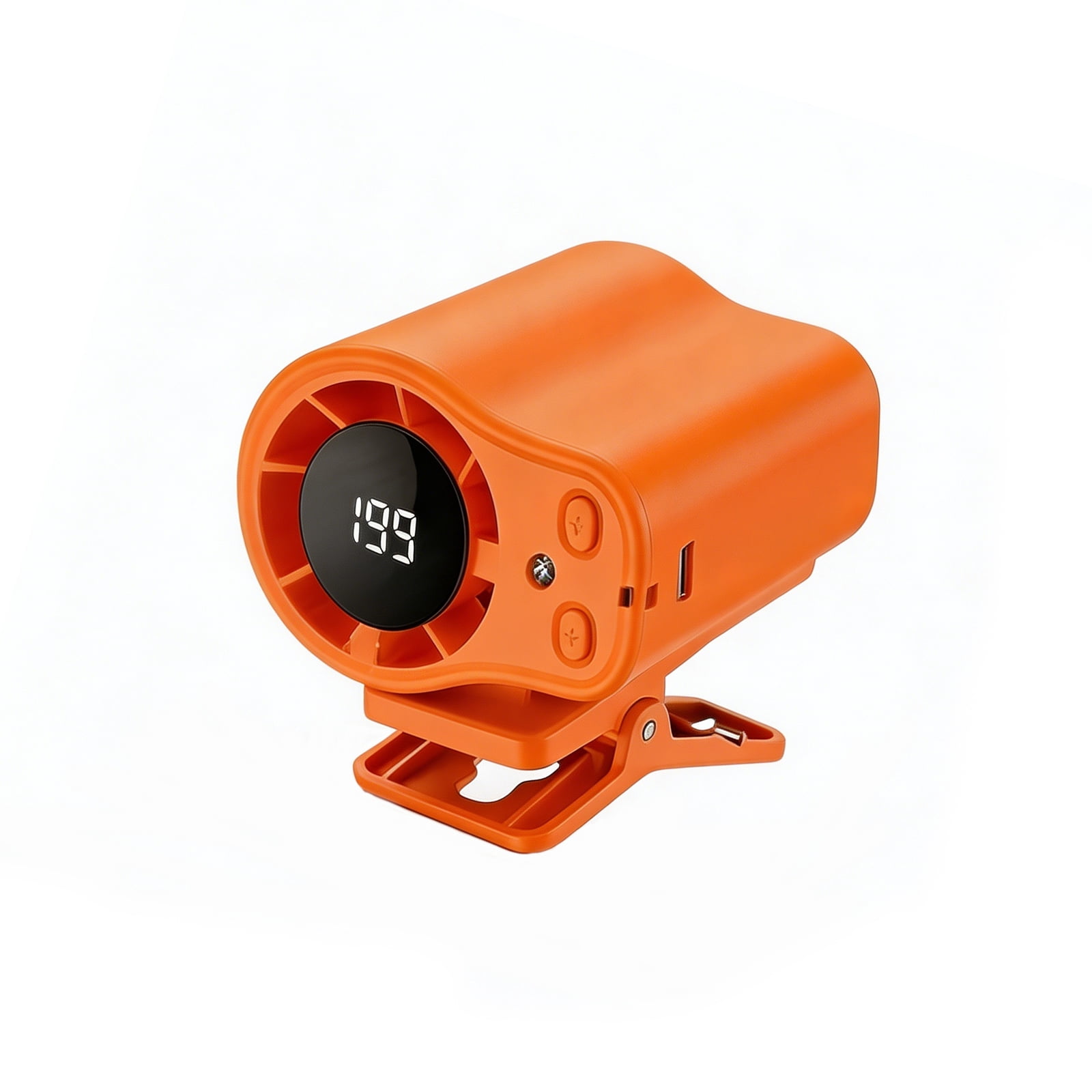 2026 Car Clip on Air Conditioner Fan with LED Display, 360° Rotation, 199 Speeds, Semi-Cooling Tech, USB Rechargeable for Car Work Camping（Orange, 1PC）