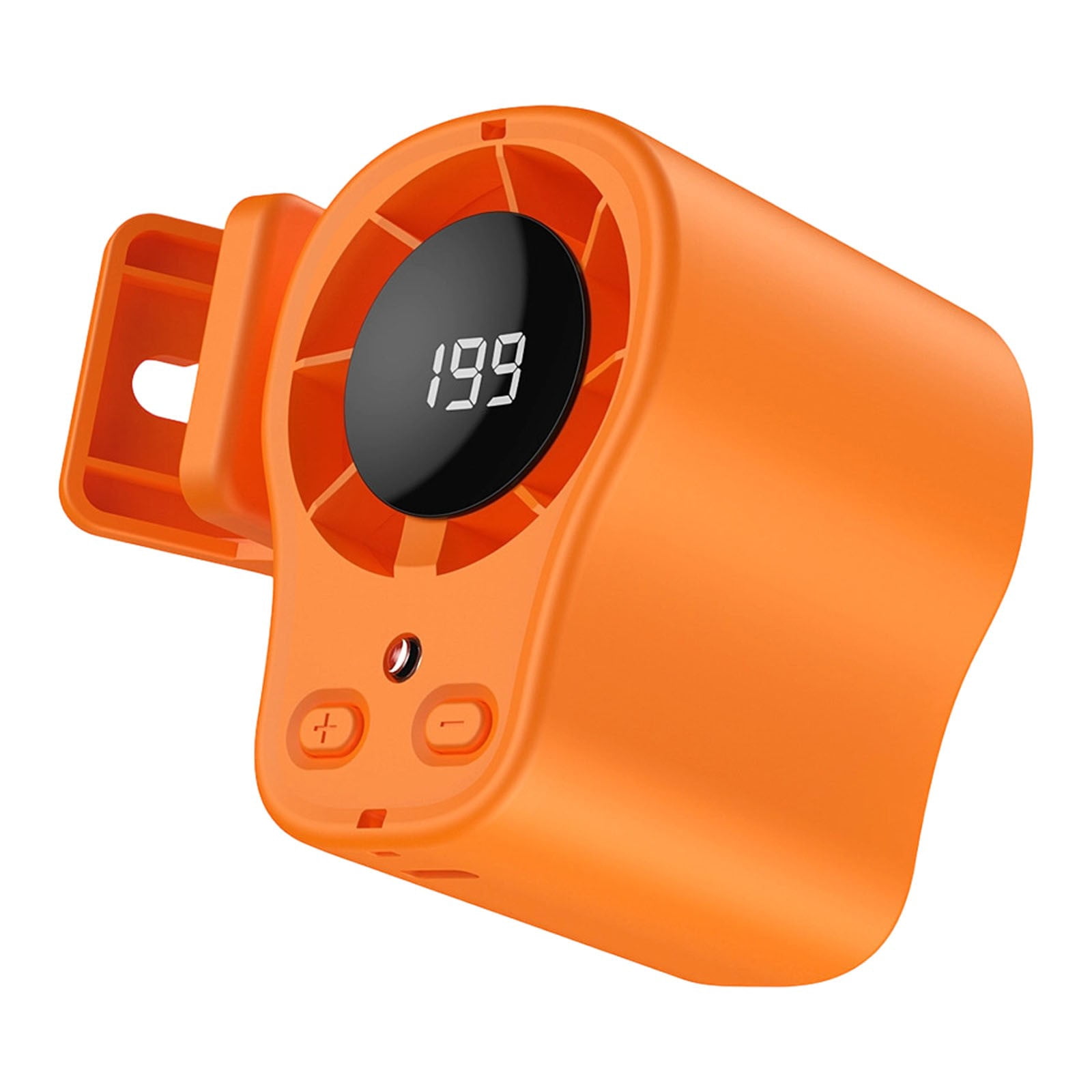 2026 Car Clip on Air Conditioner Fan with LED Display - 360° Rotation, 199 Speeds & Semi-Cooling Technology, USB Rechargeable Personal Fan, Hands-Free Clip on Fan for Cars, Work, Camping,Orange