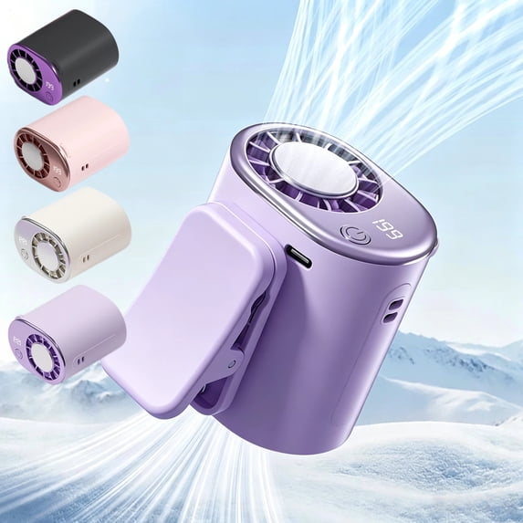 2026 Car Clip on Air Conditioner Fan with LED Display, Portable Mini Cooling System for Auto Vehicle, USB Rechargeable Battery Powered Gadget, 360° Rotation Adjustable 199 Speeds Truck Tent,Purple
