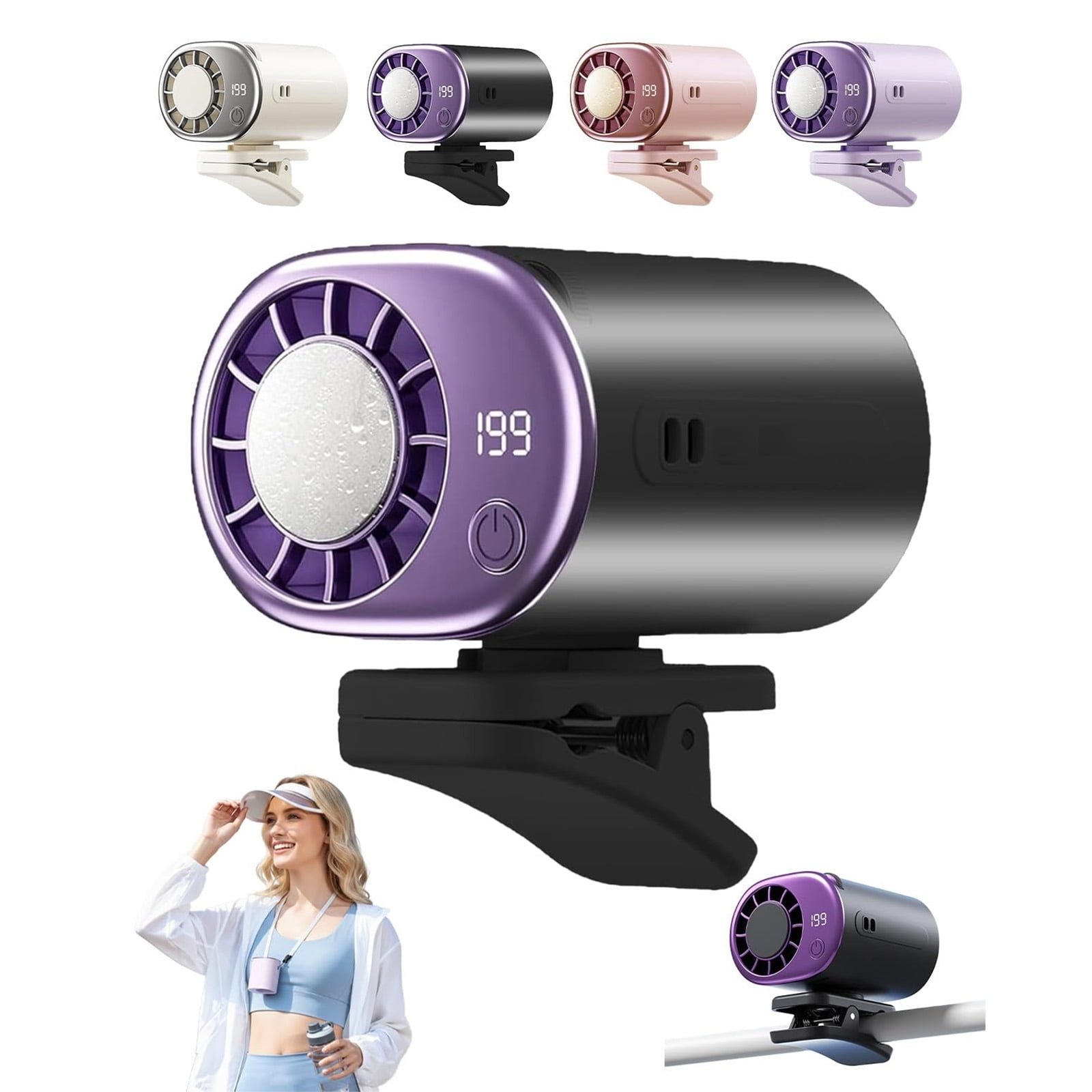 2026 Car Clip on Air Conditioner Fan with LED Display, Portable Mini ...
