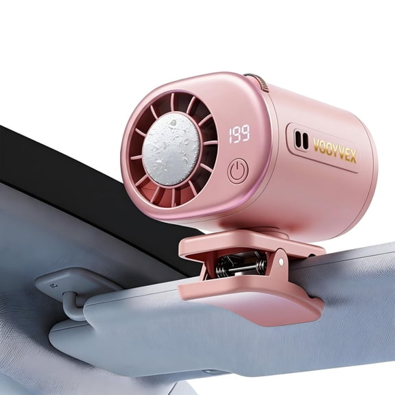 2026 Car Clip on Fan Air Conditioner with Led Display - 360° Rotation Stroller Mini Clip Fan Portable Personal Clip-On Air Conditioner for Shirt Silent Rechargeable Exhaust for Kitchen (Black)