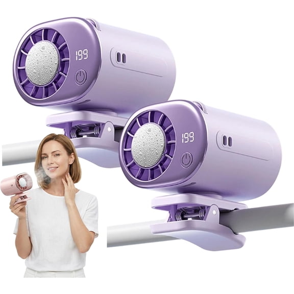 2026 Car Clip on Fan with LED Display, 16℃ Semi-Conductor Cooling Air Conditioner, 360° Rotation, 199 Speeds Adjustable, USB Rechargeable Portable Mini Fan for Vehicle Truck Office Desk (1pcs/Purple)