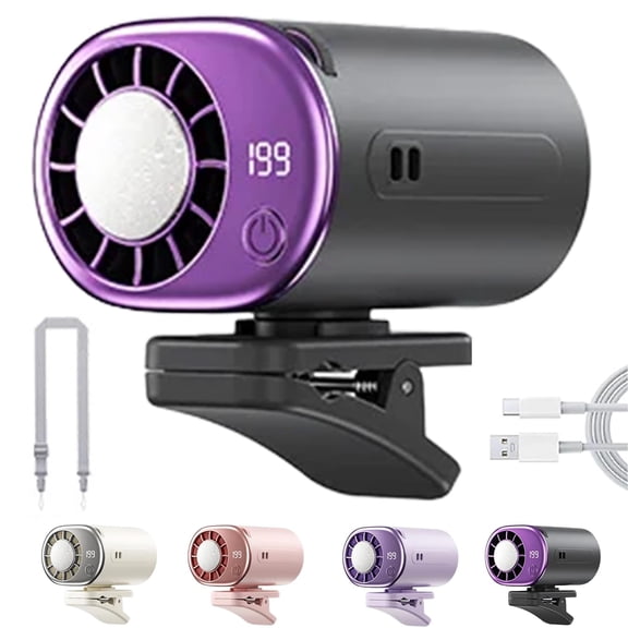 2026 Car Clip-On Air Conditioner Fan with LED Display - 360° Rotation 199 Speeds Adjustable, USB Rechargeable Personal Cooling Fan, 16°C Semi-Cooling Detachable Wide Clamp for Auto Truck Tent