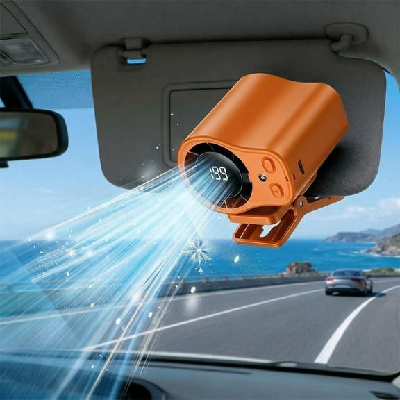2026 Car Clip on Air Conditioner Fan with 16°C Semi-Cooling, 360° Rotation & 199 Speeds for Car, Camping, Office
