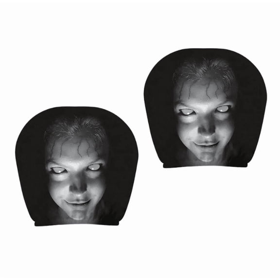 2026 Car Headrest Covers, Halloween Ghost Face Stretchy Head Rest Protector in Soft Polyester Fabric for Auto Car SUV Truck Interior Decoration-2 Pack 2PCS