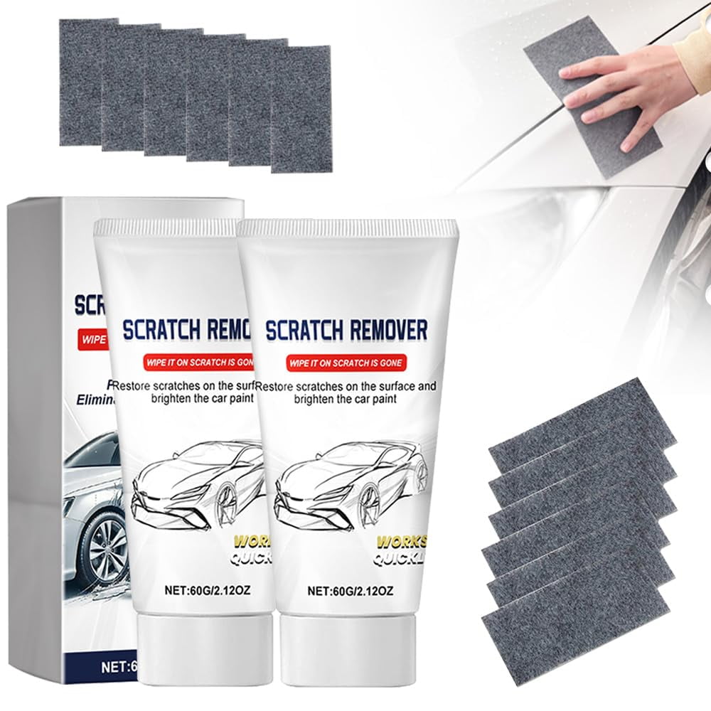 2026 Car Scratch Repair Kit: 6 Pre-Treated Cloths & 2 Polishing Paste, Scratch Concealer for Auto Paint