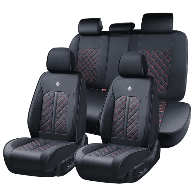 2026 Car Seat Cover for kia Soul, Red Edge Car Seat Covers, Waterproof PU Leather, 5 Piece Full Set, Non-slip, Wear Resistance, Beautify Interior, Beautify the Interior of Old Cars