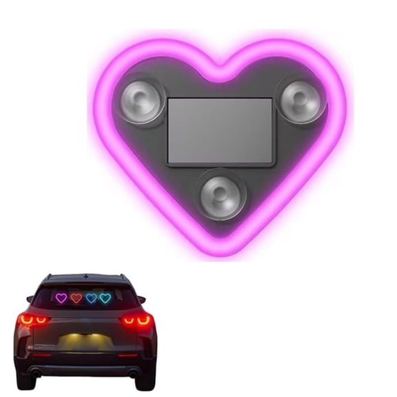 2026 Car Solar Heart LED Light, Solar Powered Wireless LED Triangle Heart Shape C-Pillar Ambient Neon Light, Valentine's Day Romantic Car Interior Decor Accessory