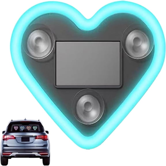 2026 Car Solar Heart LED Light, Solar Powered Wireless LED Triangle Heart Shape C-Pillar Ambient Neon Light, Valentine's Day Romantic Car Interior Decor Accessory