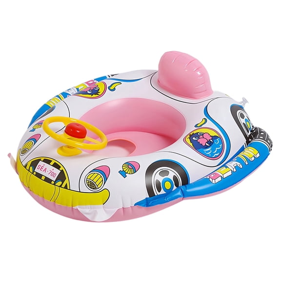 2026 Car Themed Inflatable Pool Float, Fun Steering Wheel Swim Ring with Pull Ring for Summer Pool Entertainment (Pink)