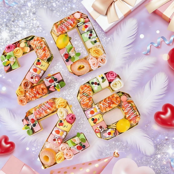 2026 Cardboard Charcuterie Tray 4 Pcs Numbers Food Serving Trays Fillable Serving Platter for 4th of July Graduation Birthday and Anniversary Holiday Parties