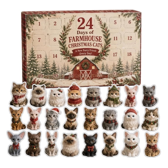2026 Cat Advent Calendar, 24 Days Christmas Countdown Calendar with Cute Cat Collectible Surprises, Acrylic Hanging Ornaments Set for Holiday Home Decor and Pet Lovers Gift