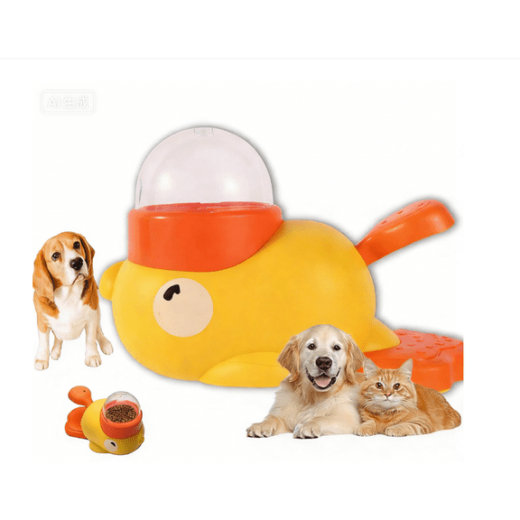 2026 Cat Duck Treat Dispenser, Duck Cat Feeder, Interactive Yellow Duck Cat Feeder Toy for Indoor Cats, for Slow Eating, No Assembly, Anti-Slip Base, Easy Wash
