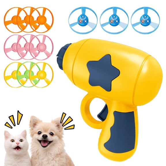 2026 Cat Fetch Toy Launcher & Cat Propeller Toy, Interactive Flying Disc Launcher with 12 Discs & 3 Light-Up Propellers, Portable Battery-Free Fun for Cats and Small Dogs