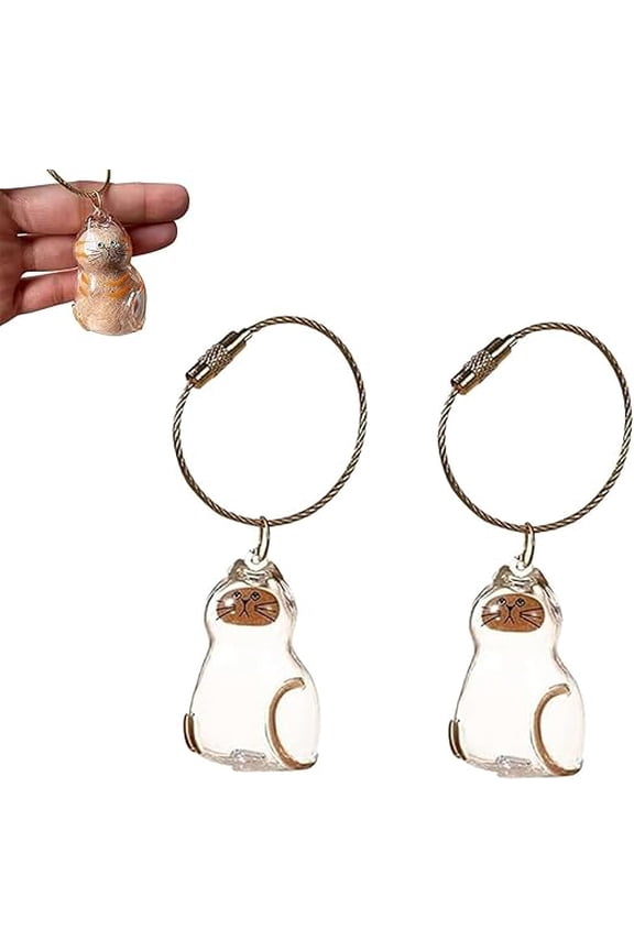 2026 Cat Fur Collector Keychain - Transparent Keepsake Locket for Pet Hair Collection, Memorial Keychain Pendant for Cat & Dog Lovers, Animal Fur Memorial Gift for Pet Loss(2 PCS)