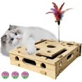 thumbnail image 1 of 2026 Cat Nail File Box with Bell Ball & Sandpaper Inside, Gift for a Cats That Hates Having Its Nails Trimmed, Cat Scratch Puzzle Enrichment Box, Nail File Stress Free Alternative(Wood), 1 of 6