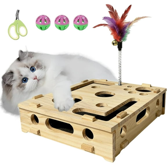 2026 Cat Nail File Box with Bell Ball & Sandpaper Inside, Gift for a Cats That Hates Having Its Nails Trimmed, Cat Scratch Puzzle Enrichment Box, Nail File Stress Free Alternative