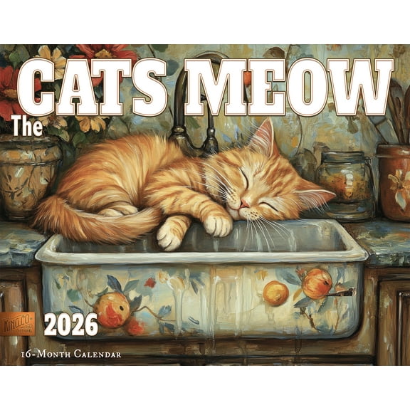 2026 Cats Meow Illustrated Wall Calendar 16-Month X-Large Size 14x22, Kitten Calendar by The KING Company-Monster Calendars