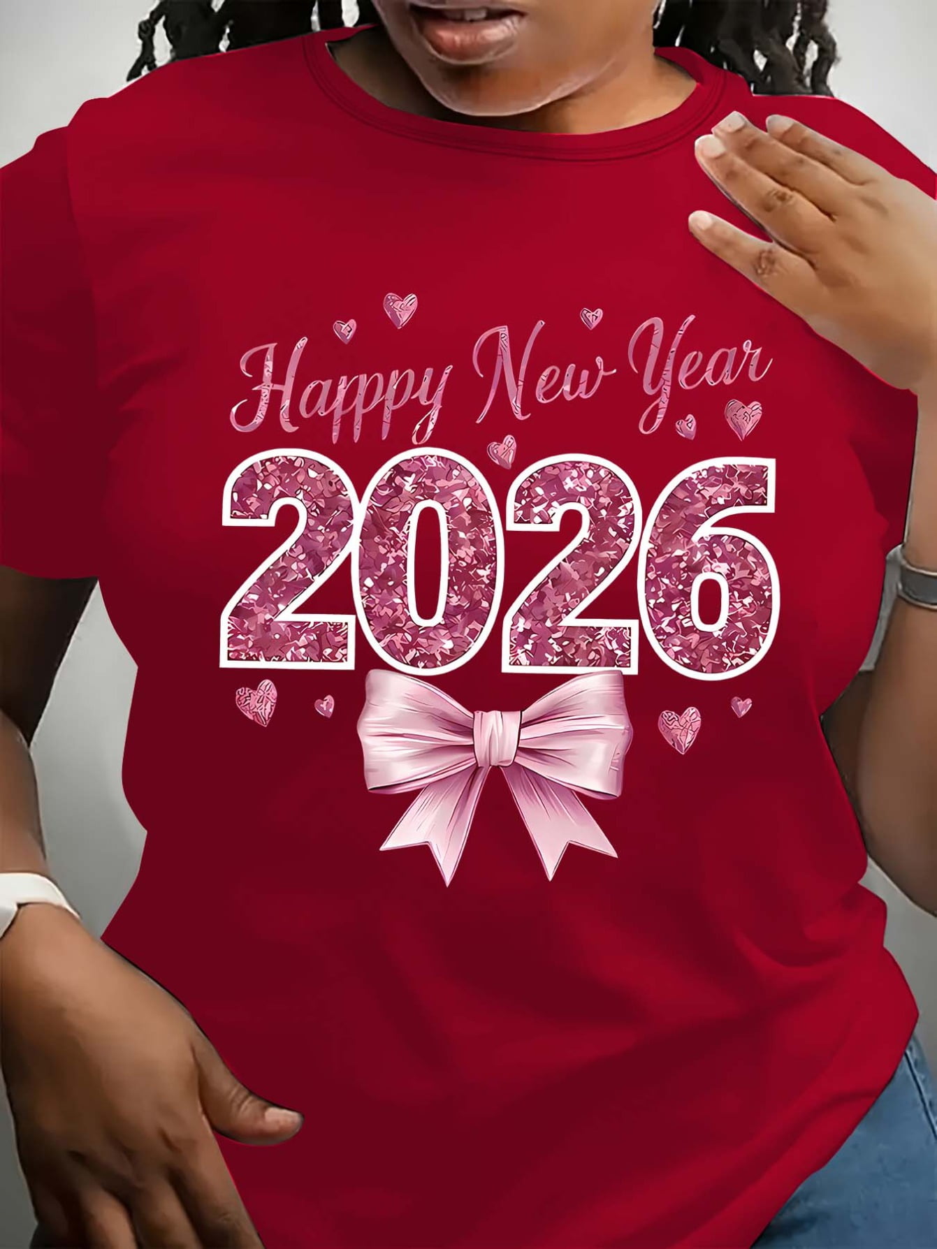 2026 Celebration Pattern Print Top - Plus Size Women's Oversized 2026 ...