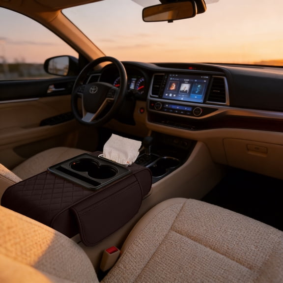 2026 Center Console Cover 4 In 1 Center Armrest Cushion with Cup Holder & Phone Holder Universal Armrest Storage Protector for Vehicles (2 Styles)