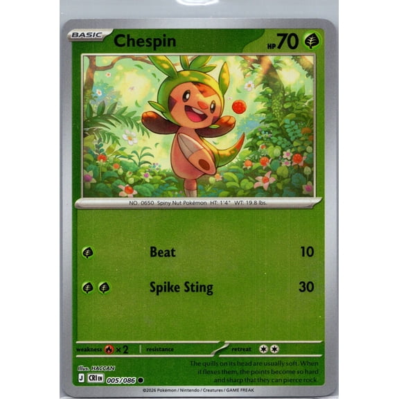 2026 Chaos Rising Chespin #5/86 English Pokemon Trading Card