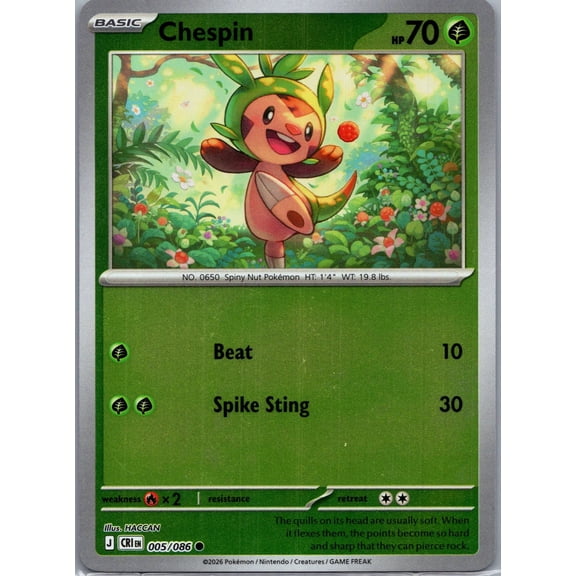 2026 Chaos Rising Chespin #5/86 Pokemon English Trading Card