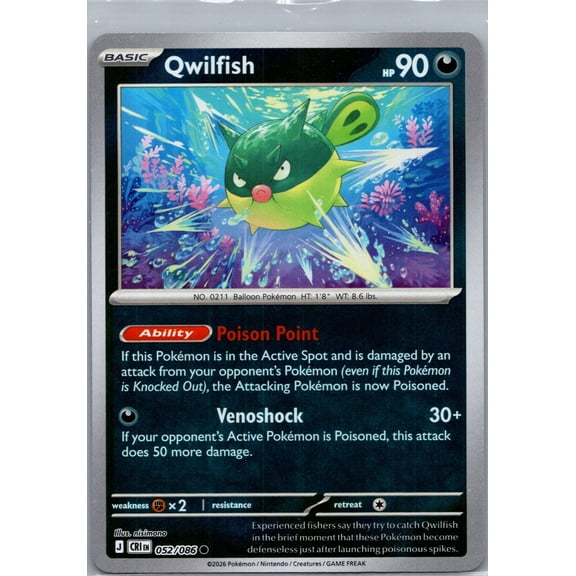 2026 Chaos Rising Qwilfish 52/86 English Pokemon Trading Card