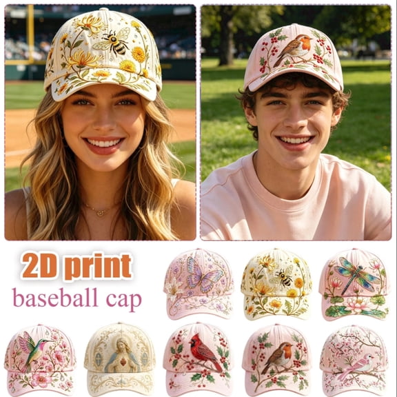 2026 Cheerful Cardinals Baseball Cap, Adjustable Canvas Hat with Holly Berries & Foliage Design, Lightweight Breathable Outdoor Casual Wear for Garden, Market, Festivals