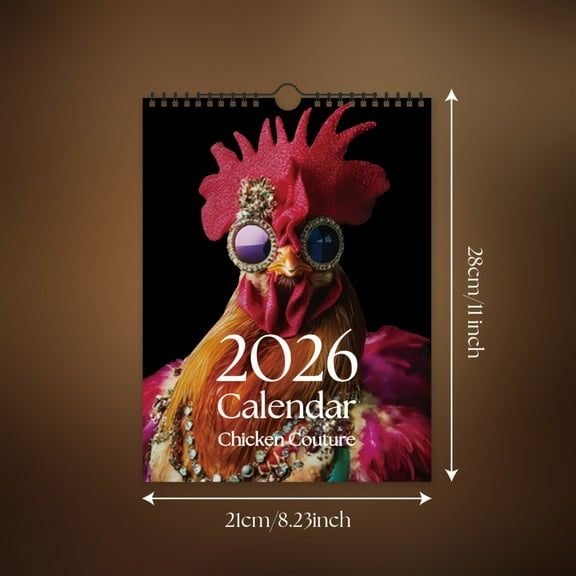 2026 Chicken Couture Wall Calendar, Fun Themed Planning Tool With Decorative Design, Perfect For Home, Office, And Gifting