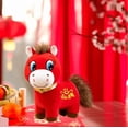thumbnail image 1 of 2026 Chinese Lunar New Year Horse Plush – Crying/Smiling Red Zodiac Mascot, Golden Embroidery Blessing Ornament, Year of The Horse Home Car Store Decor (7.87"-Smile), 1 of 6