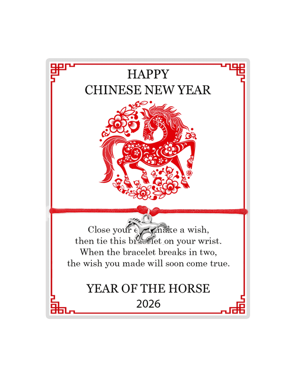 2026 Chinese New Year Bracelets - Year of the Horse Good Luck Red String, Fortune Wish Bracelet New Year's Gifts
