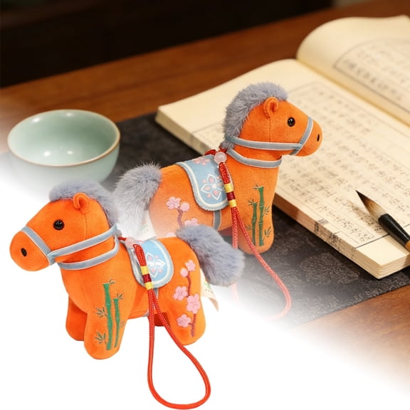 2026 Chinese New Year Horse Decorations, Plush Zodiac Animal Hanging Ornament, Red Festive Pendant for Car Mirror Door Wall Decor, Year of the Horse Lucky Charm