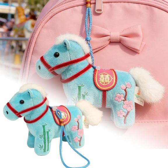 2026 Chinese New Year Horse Decorations, Plush Zodiac Animal Hanging Ornament, Red Festive Pendant for Car Mirror Door Wall Decor, Year of the Horse Lucky Charm