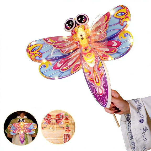 2026 Chinese New Year Lampion Kits,Illuminated Butterfly Lantern with Carrying Stick and Backpack Straps for Searing, DIY Butterfly Flower Lamp Craft Handmade Butterflies Making for Chinese New Year