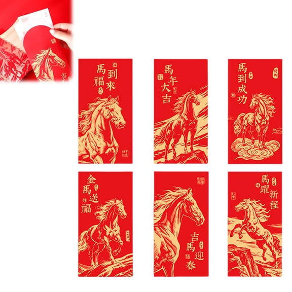 2026 Chinese New Year Red Envelopes, Year of Horse Design, Packs Gift