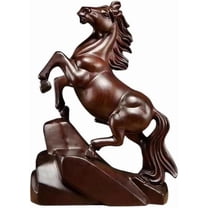 2026 Chinese New Year Red Horse Statue, Small Wooden Feng Shui Figurine for Wealth and Good Luck, Handcrafted Zodiac Animal Sculpture for Home Office Tabletop Decor and Spring Festival Gift