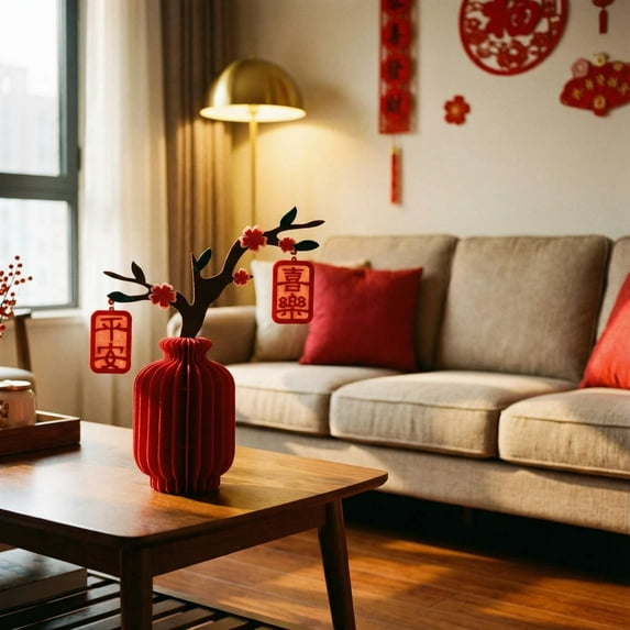 2026 Chinese New Year Table Decoration Vase Honeycomb Centerpiece Tabletop Ornament, 1PCS