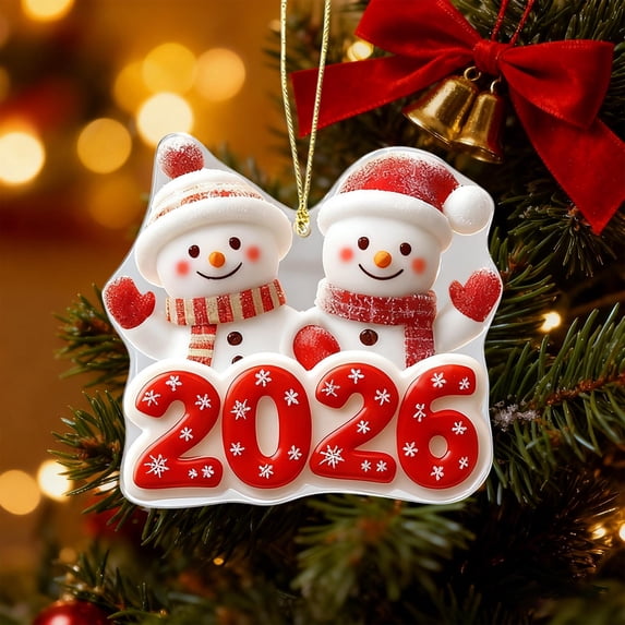 2026 Christmas Acrylic Ornament, Hanging Holiday Keepsake Pendant for Christmas Tree, Car Mirror, Fireplace, Door and Wall Decor, Colorful Christmas Gift Decoration for Family and Friends