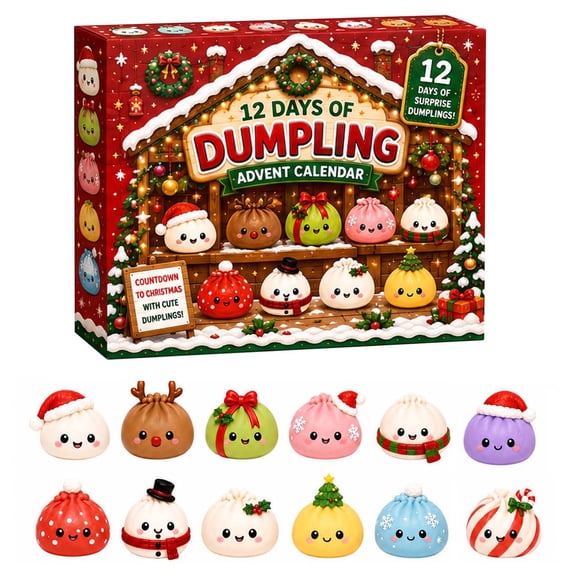 2026 Christmas Advent Calendar, 12‑Day Mystery Dumpling Blind Box, Christmas Countdown Gift , Holiday Surprise Stocking Stuffer Party Favor