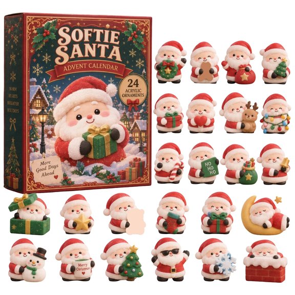 2026 Christmas Advent Calendar 24 Day Countdown 2D Acrylic Santa Claus Hanging Ornaments Mystery Surprise Calendar Blind Box for Kids Adults Holiday Decor