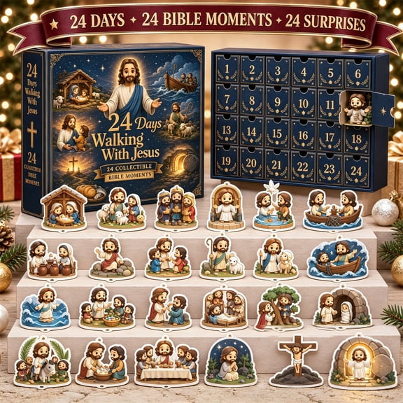 2026 Christmas Advent Calendar, 24 Days Bible Moments 2D Ornaments, 24‑Day Countdown Surprise Decor, Holiday Family Tradition Gift for All Ages