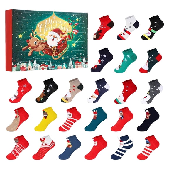 2026 Christmas Advent Calendar,24 Days Christmas Warm Cotton Socks for Adults, Xmas Countdown Calendar with 24 Long Socks, Xmas Accessories, Party Favor Gifts