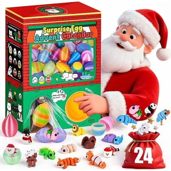 2026 Christmas Advent Calendar Capsule Vending Machine, 24 Days Countdown with Surprise Eggs & Mini 3D Animal Toys, Interactive Holiday Gift