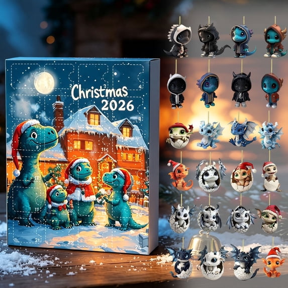 2026 Christmas Advent Calendar Dinosaur Advent Calendar 24 Days Countdown Calendar Acrylic Dinosaur Hanging Ornaments 24 Xmas Surprise Gift Christmas Tree Decoration Christmas Party Favors